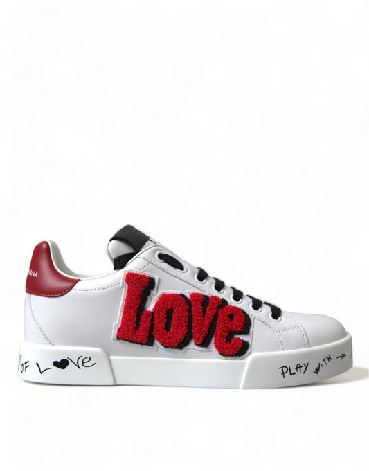Dolce & Gabbana White Love Patch Portofino Classic Sneakers Shoes - DEA STILOSA MILANO