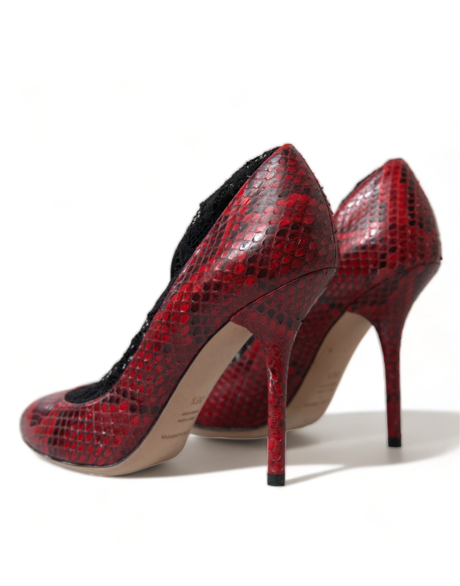 Dolce & Gabbana Red Ayers Leather Lace Socks Pumps Shoes - DEA STILOSA MILANO
