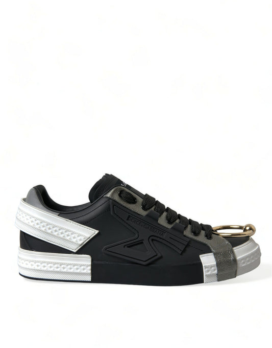 Dolce & Gabbana Black Leather Portofino Low Top Men Sneakers Shoes - DEA STILOSA MILANO