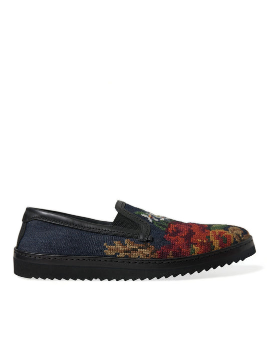Dolce & Gabbana Multicolor Floral Slippers Men Loafers Shoes - DEA STILOSA MILANO