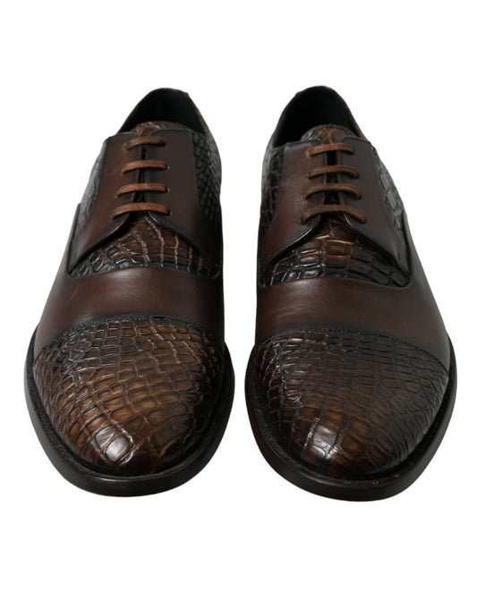 Dolce & Gabbana Brown Exotic Leather Lace Up Oxford Dress Shoes - DEA STILOSA MILANO