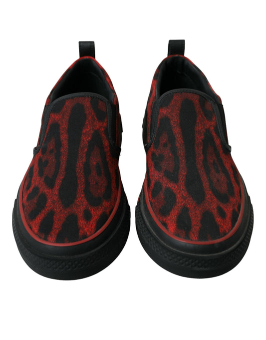 Dolce & Gabbana Red Black Leopard Loafers Men Sneakers Shoes - DEA STILOSA MILANO
