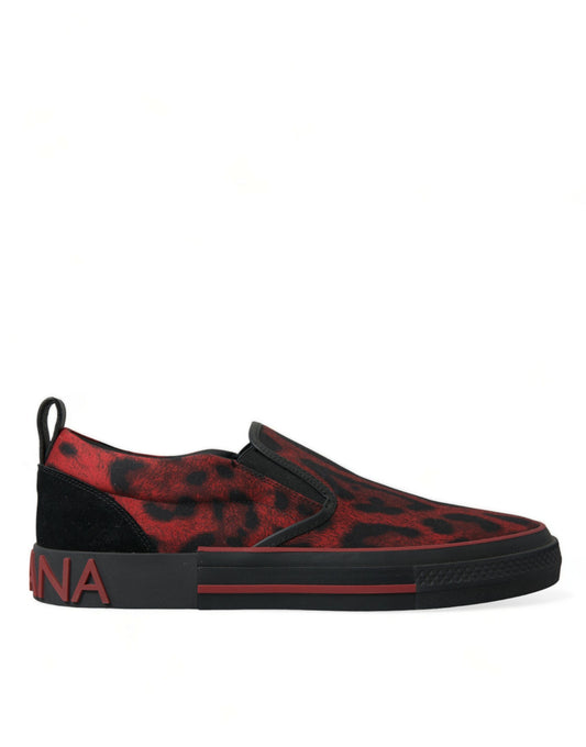 Dolce & Gabbana Red Black Leopard Loafers Men Sneakers Shoes - DEA STILOSA MILANO