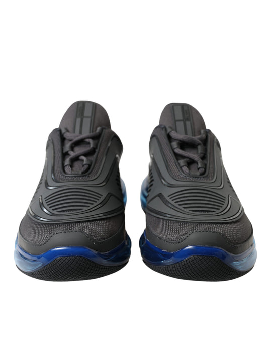 Prada Black Blue Rubber Knit Slip On Low Top Sneakers Shoes - DEA STILOSA MILANO