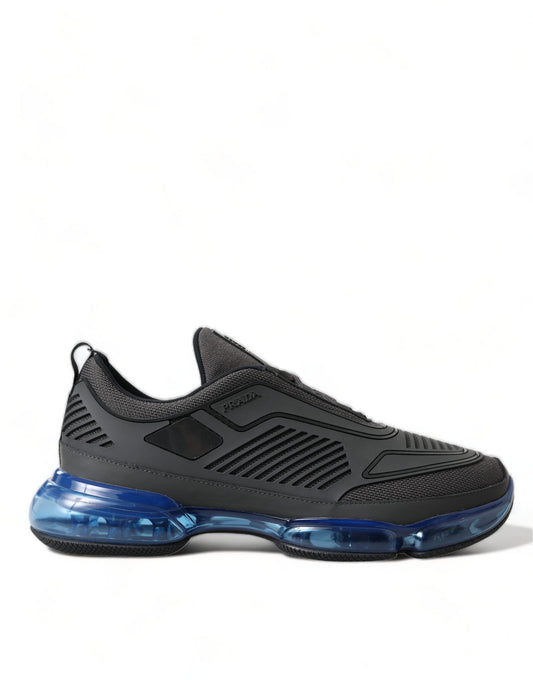 Prada Black Blue Rubber Knit Slip On Low Top Sneakers Shoes - DEA STILOSA MILANO
