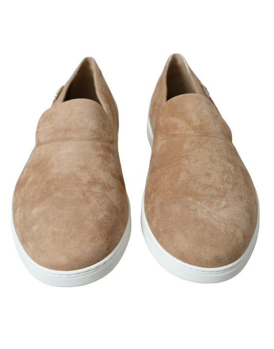 Dolce & Gabbana Beige Suede Caiman Men Loafers Slippers Shoes - DEA STILOSA MILANO