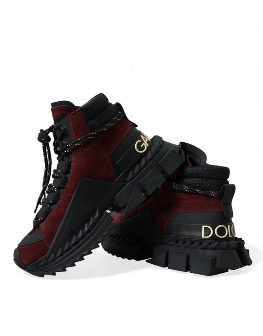 Dolce & Gabbana Burgundy Super King High Top Men Sneakers Shoes - DEA STILOSA MILANO