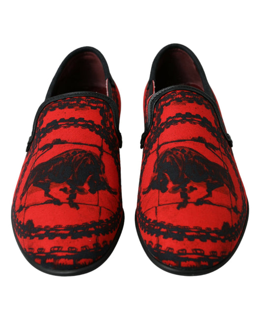 Dolce & Gabbana Red Black Torero Loafers Slippers Men Shoes - DEA STILOSA MILANO