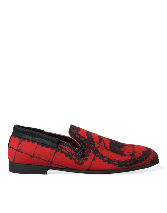 Dolce & Gabbana Red Black Torero Loafers Slippers Men Shoes - DEA STILOSA MILANO