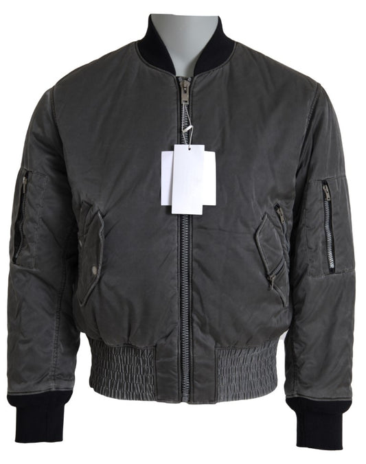 MM6 Maison Margiela Gray Bomber Zipper Pocket Sleeves Jacket - DEA STILOSA MILANO