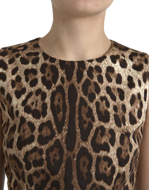 Dolce & Gabbana Brown Leopard Cotton Sleeveless Tank Top - DEA STILOSA MILANO