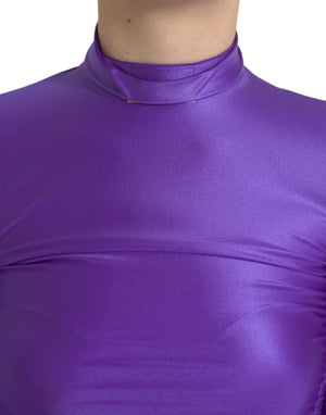 Dolce & Gabbana Purple Nylon Stretch Slim Long Sleeves Top - DEA STILOSA MILANO