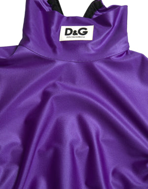 Dolce & Gabbana Purple Nylon Stretch Slim Long Sleeves Top - DEA STILOSA MILANO