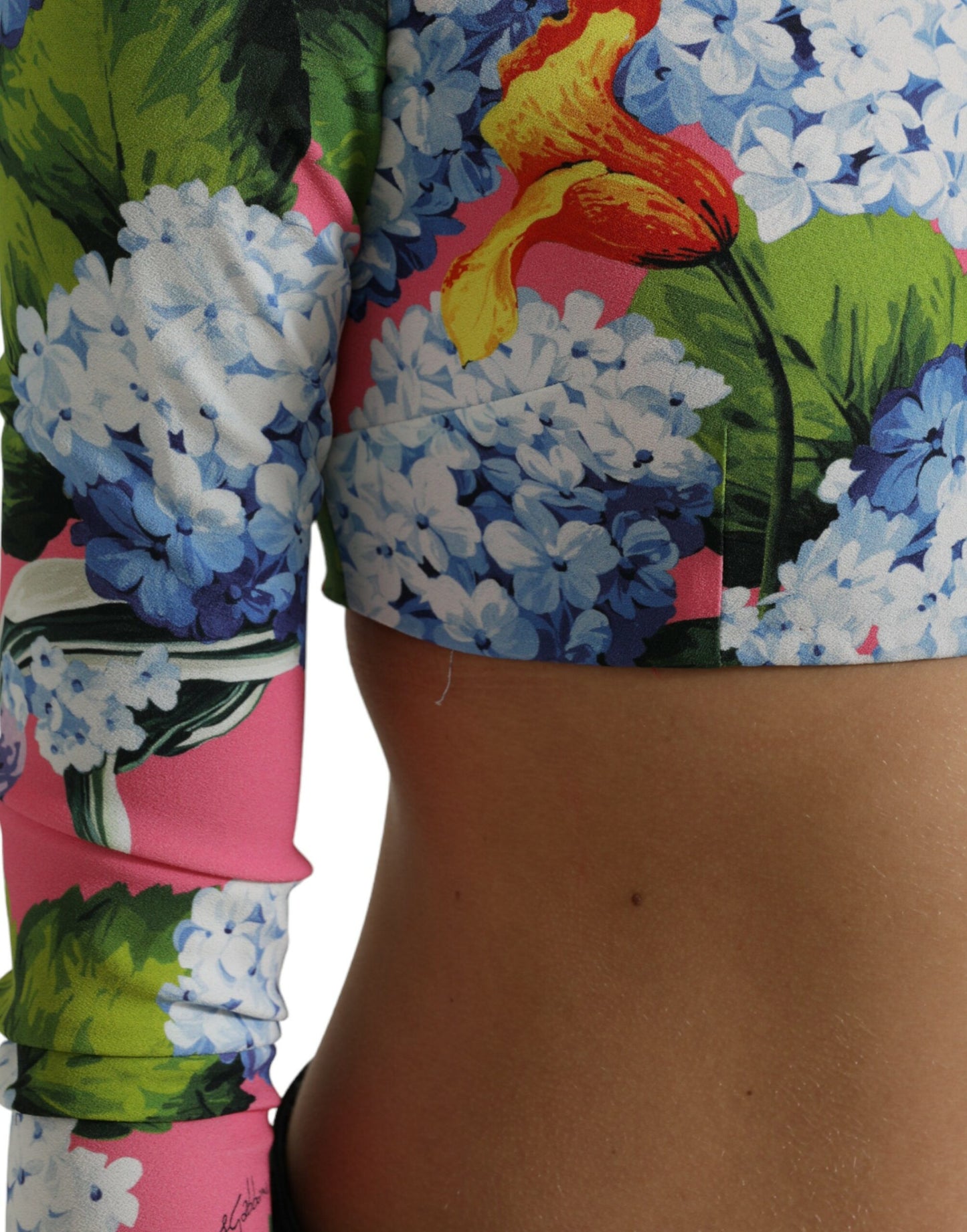 Dolce & Gabbana Multicolor Floral Print Long Sleeves Crop Top - DEA STILOSA MILANO