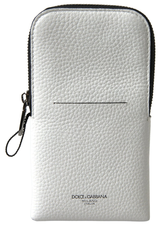 Dolce & Gabbana White Leather Purse Crossbody Sling Phone Bag - DEA STILOSA MILANO