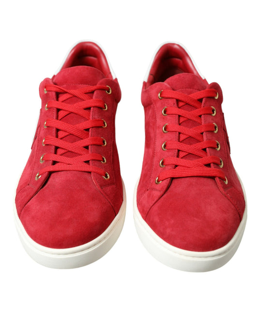 Dolce & Gabbana Red Suede Leather Men Low Top Sneakers Shoes - DEA STILOSA MILANO