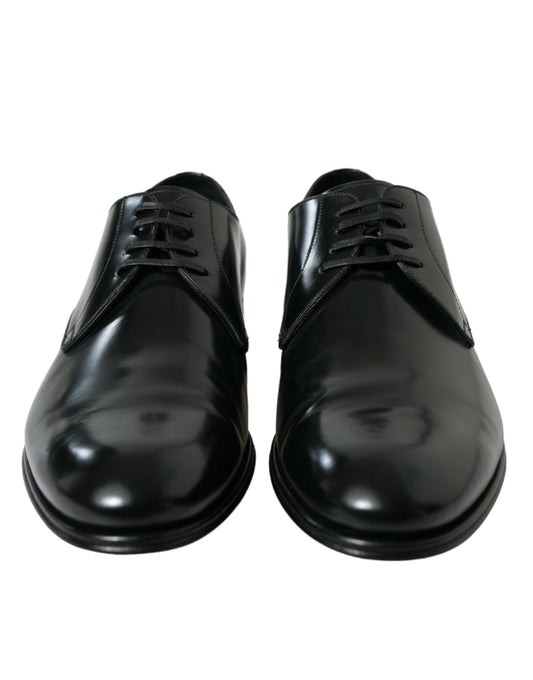 Dolce & Gabbana Black Leather Lace Up Men Dress Derby Shoes - DEA STILOSA MILANO