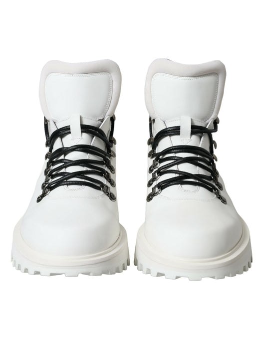 Dolce & Gabbana White Vulcano Trekking Ankle Boots Shoes - DEA STILOSA MILANO