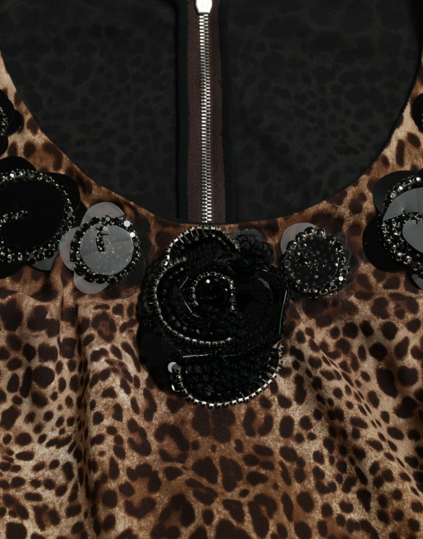 Dolce & Gabbana Black Brown Leopard Embellished Sheath Gown Dress - DEA STILOSA MILANO