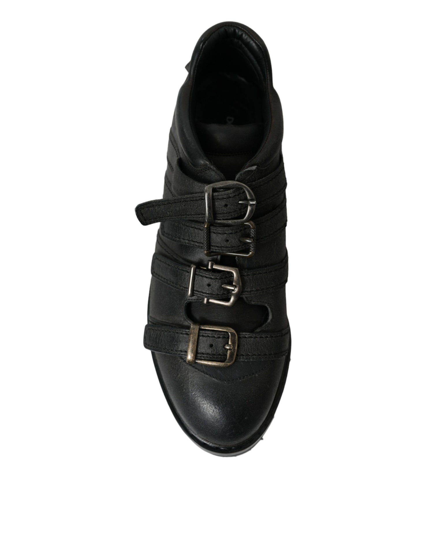 Dolce & Gabbana Black Leather Strap Men Ankle Boots Shoes - DEA STILOSA MILANO