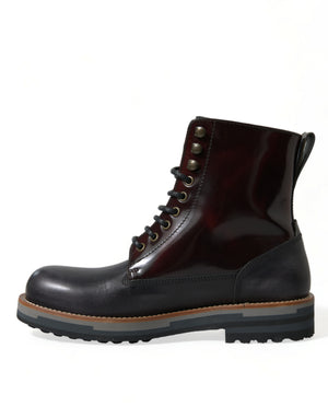 Dolce & Gabbana Black Leather Military Combat Boots Shoes - DEA STILOSA MILANO