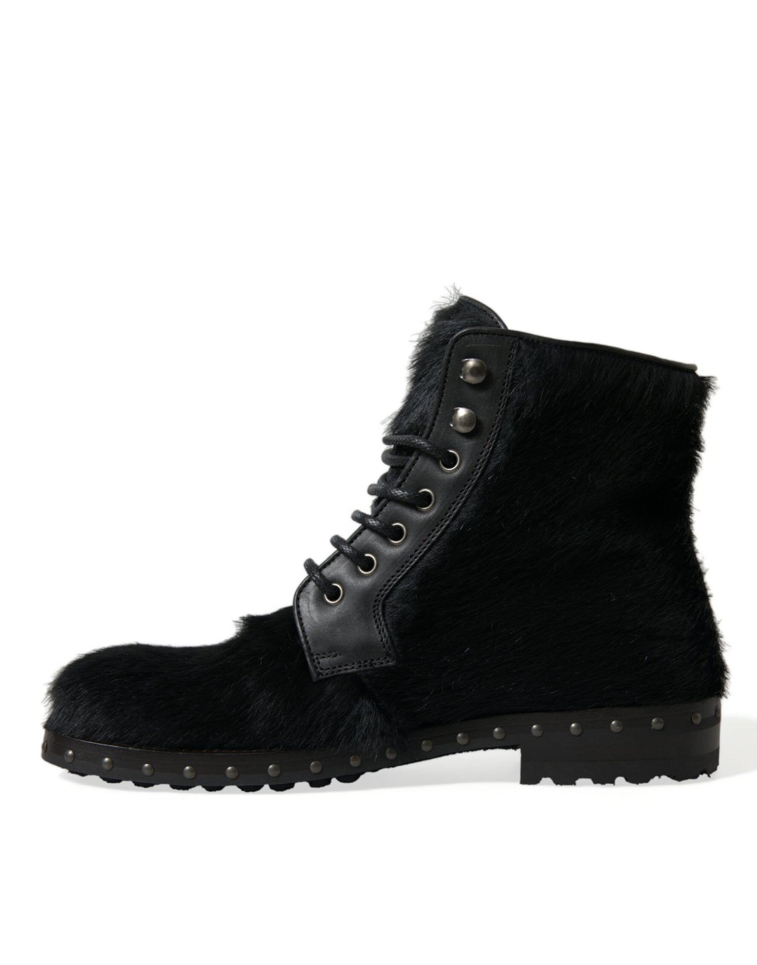 Dolce & Gabbana Black Pony Style Leather Mid Calf Boots Shoes - DEA STILOSA MILANO