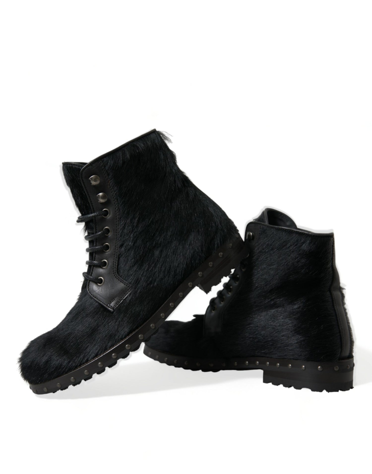 Dolce & Gabbana Black Pony Style Leather Mid Calf Boots Shoes - DEA STILOSA MILANO