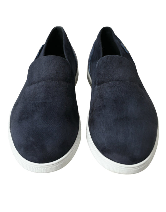 Dolce & Gabbana Blue Suede Caiman Loafers Saint Tropez Shoes - DEA STILOSA MILANO