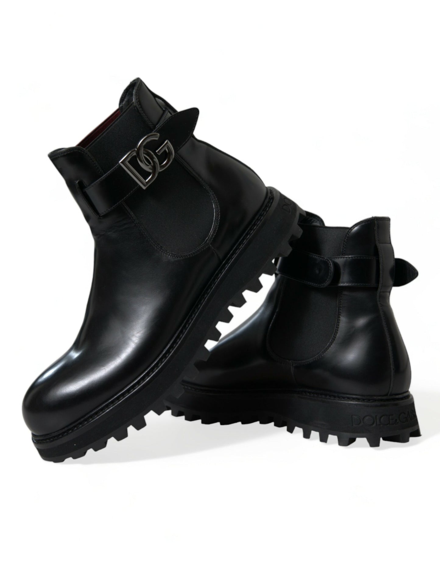 Dolce & Gabbana Black Chelsea Belted DG Logo Boots Shoes - DEA STILOSA MILANO