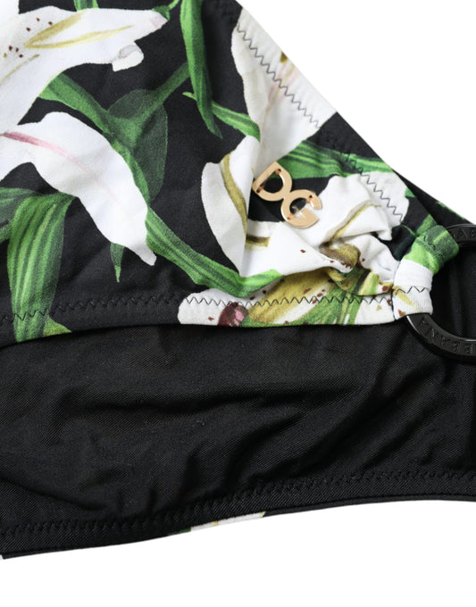Dolce & Gabbana Black Lily Print Swimwear Bottom Beachwear Bikini - DEA STILOSA MILANO