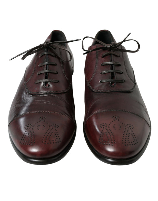Dolce & Gabbana Bordeaux Leather Men Formal Derby Dress Shoes - DEA STILOSA MILANO