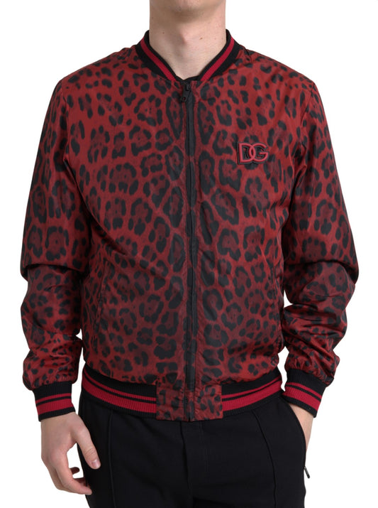 Dolce & Gabbana Red Leopard Bomber Short Coat Jacket - DEA STILOSA MILANO