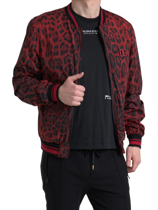 Dolce & Gabbana Red Leopard Bomber Short Coat Jacket - DEA STILOSA MILANO