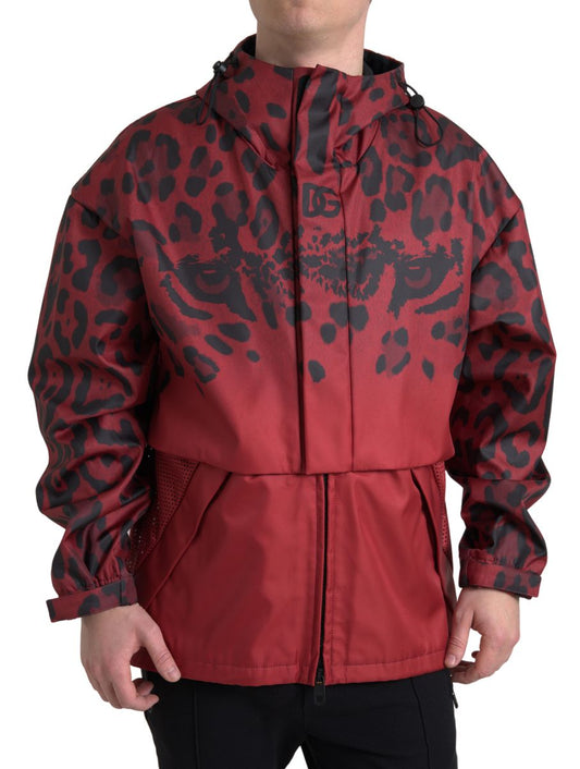 Dolce & Gabbana Red Leopard Hooded Rain Coat Jacket - DEA STILOSA MILANO