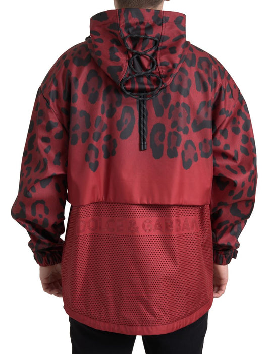 Dolce & Gabbana Red Leopard Hooded Rain Coat Jacket - DEA STILOSA MILANO