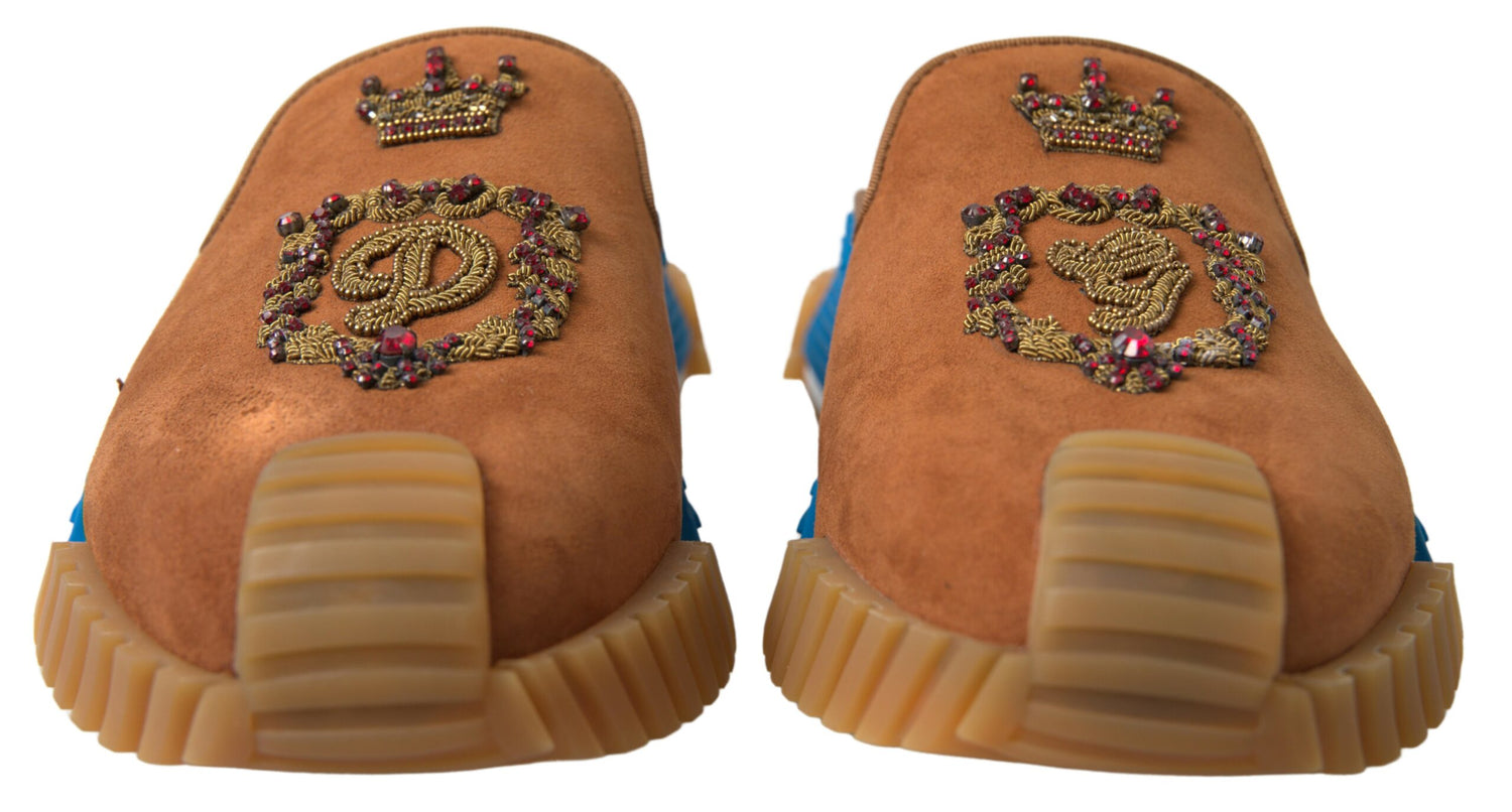 Dolce & Gabbana Brown Suede Crown Logo NS1 Slides Sandals - DEA STILOSA MILANO