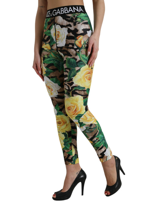 Dolce & Gabbana Multicolor Floral High Waist Leggings Pants - DEA STILOSA MILANO