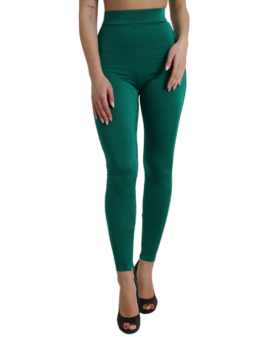 Dolce & Gabbana Green Nylon Stretch Slim Leggings Pants - DEA STILOSA MILANO