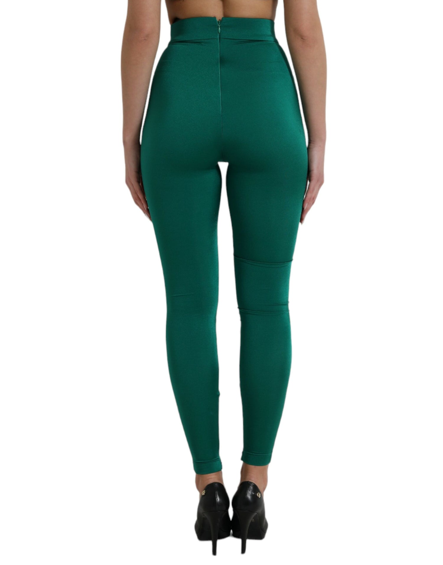 Dolce & Gabbana Green Nylon Stretch Slim Leggings Pants - DEA STILOSA MILANO
