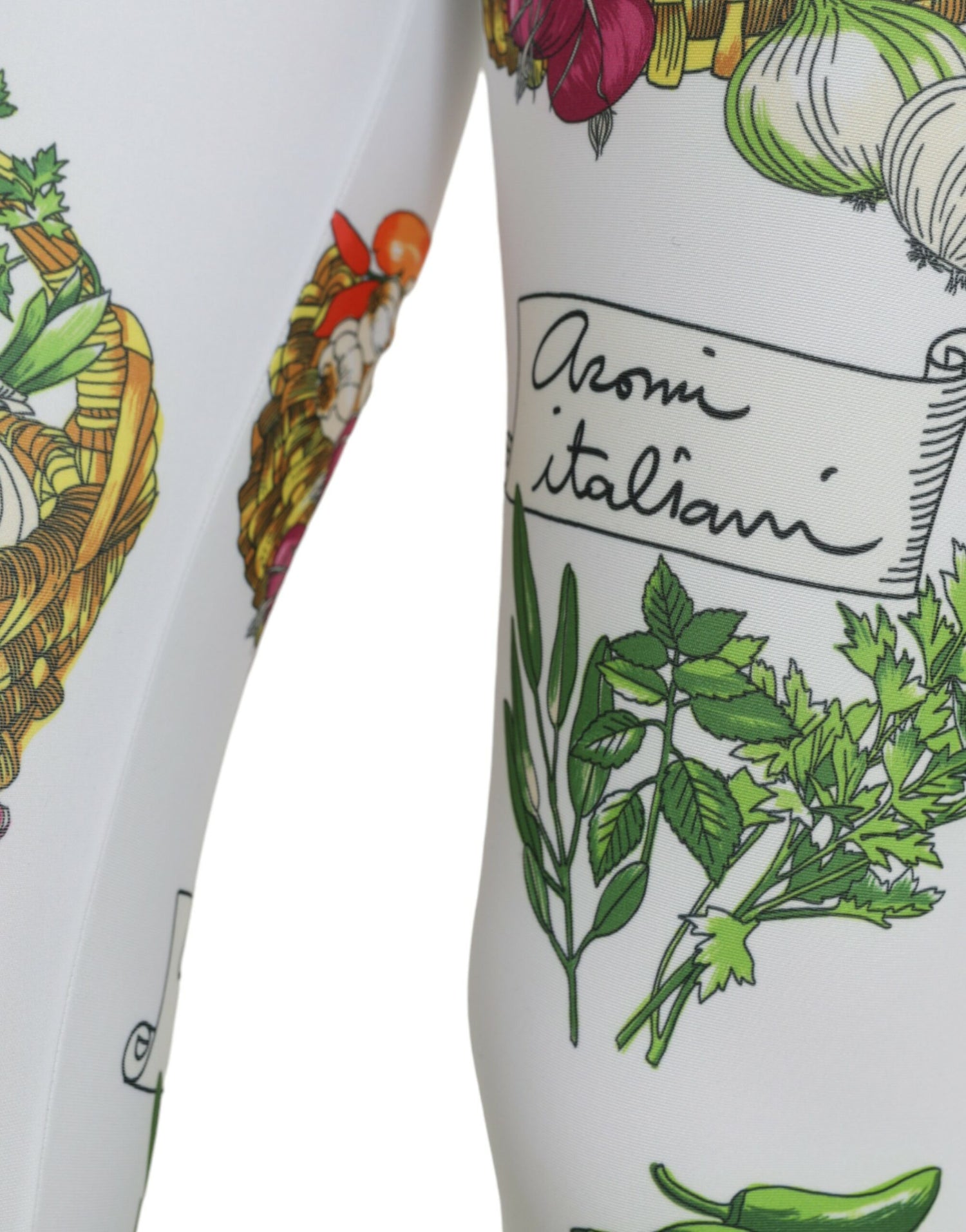 Dolce & Gabbana White Vegetables High Waist Leggings Pants - DEA STILOSA MILANO
