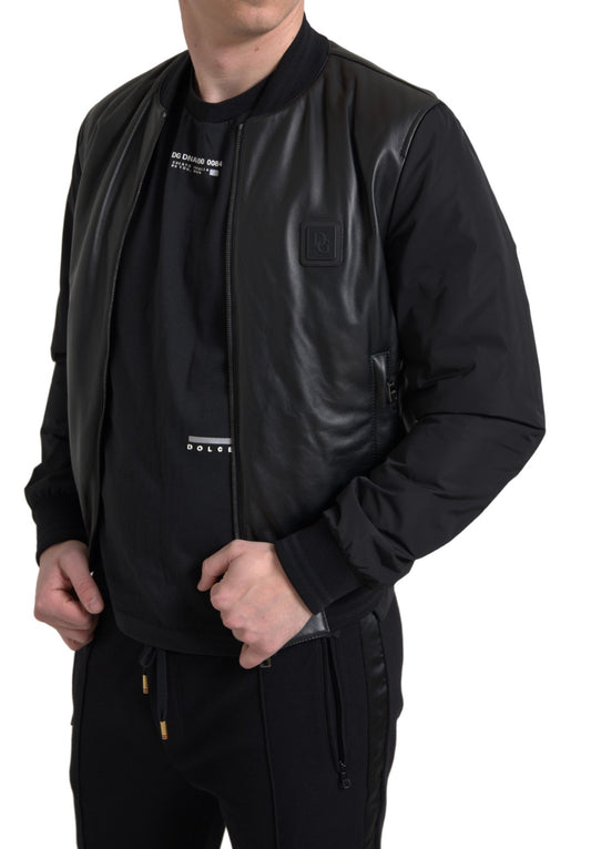 Dolce & Gabbana Black Polyester Full Zip Bomber Coat Jacket - DEA STILOSA MILANO