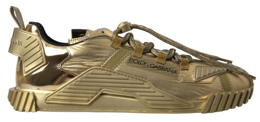Dolce & Gabbana Gold Stretch Lace Up Sneakers NS1 Mens Shoes - DEA STILOSA MILANO