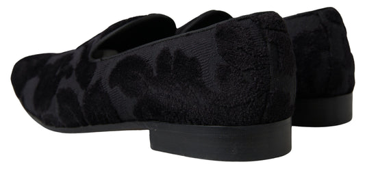 Dolce & Gabbana Black Brocade Loafers Formal Shoes - DEA STILOSA MILANO