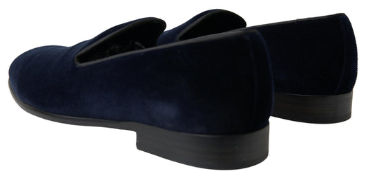 Dolce & Gabbana Blue Velvet Loafers Formal Shoes - DEA STILOSA MILANO