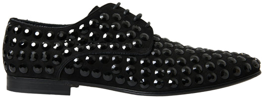 Dolce & Gabbana Black Suede Leather Crystal Shoes - DEA STILOSA MILANO