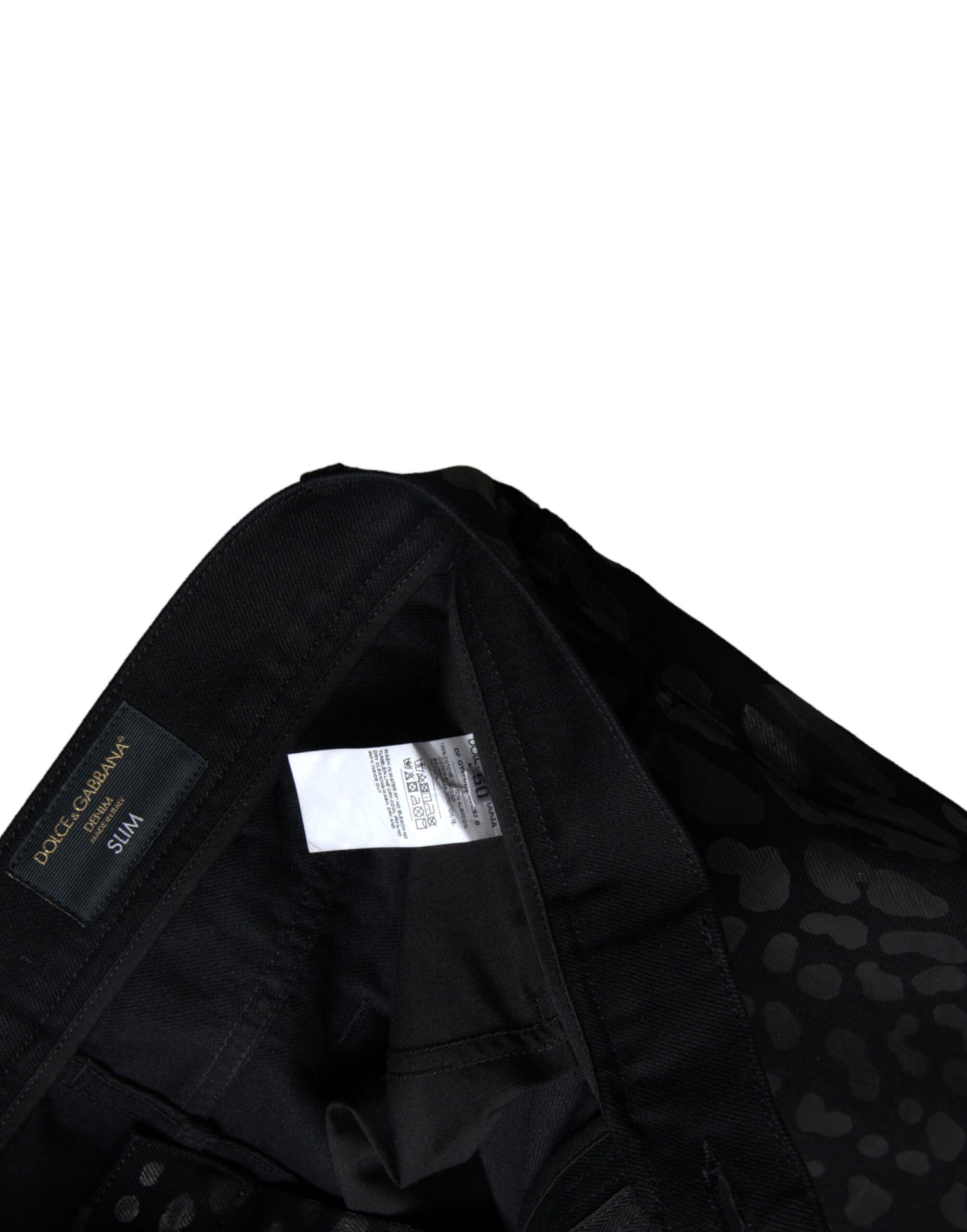 Dolce & Gabbana Black Silver Patterned Slim Cotton Jeans - DEA STILOSA MILANO