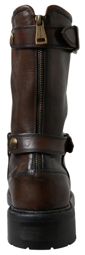 Dolce & Gabbana Brown Leather Midcalf Mens Boots - DEA STILOSA MILANO