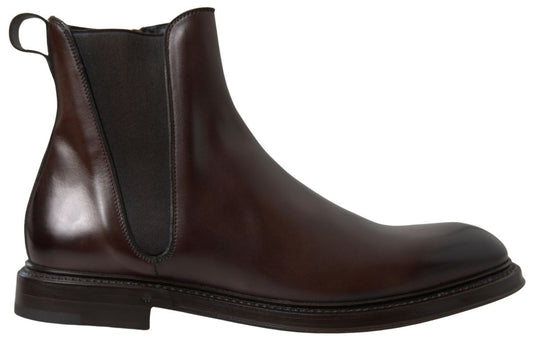 Dolce & Gabbana Brown Leather Chelsea Mens Boots Shoes - DEA STILOSA MILANO