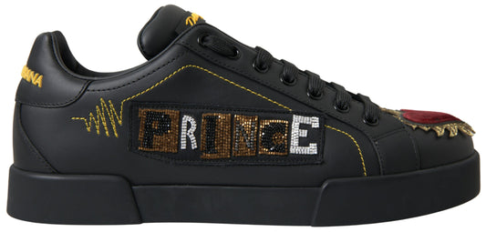 Dolce & Gabbana Black Leather Portofino Prince Sneakers - DEA STILOSA MILANO