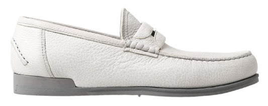 Dolce & Gabbana Light Gray Leather Loafer Slip On Mocassin Shoes - DEA STILOSA MILANO